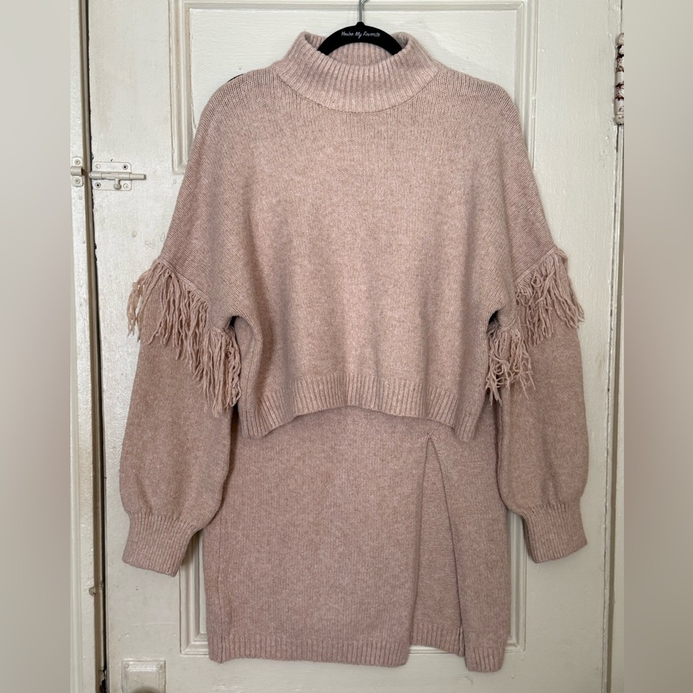 Fringe Sweater Skirt Set